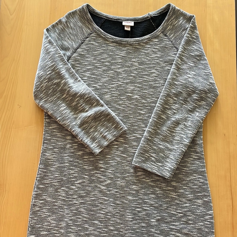 Black and white heathered sweatshirt dress